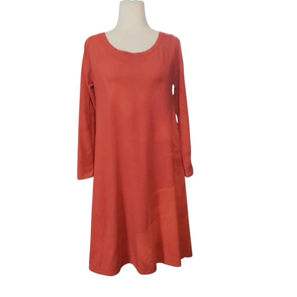 The Territory Ahead Shift‎ Dress Burnt Orange Jersey Long Sleeve Fall Earthy - M